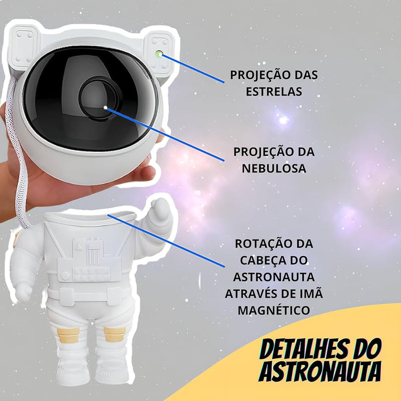 Projetor De Luz Estrela Galáxia Astronauta Com Controle E Rotação 360°