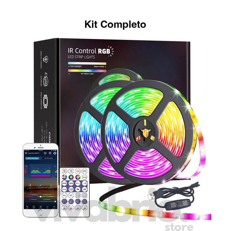 Fita LED RGB com entrada USB e conexão bluetooth