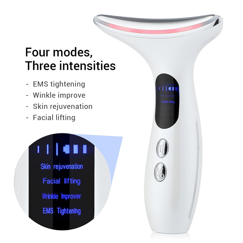 Neck Face Beauty Device 3 Colors LED Photon Therapy Skin Tighten Reduce Double Chin Anti Wrinkle Remove Skin Care Tools