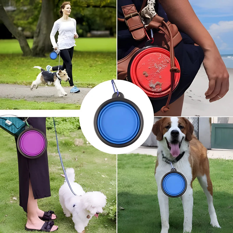 Pet Dog Collapsible Bowl Folding 350ml Silicone Bowl Outdoor Travel Portable Puppy Food Container Feeder Dish Bowl Pet dog bowls