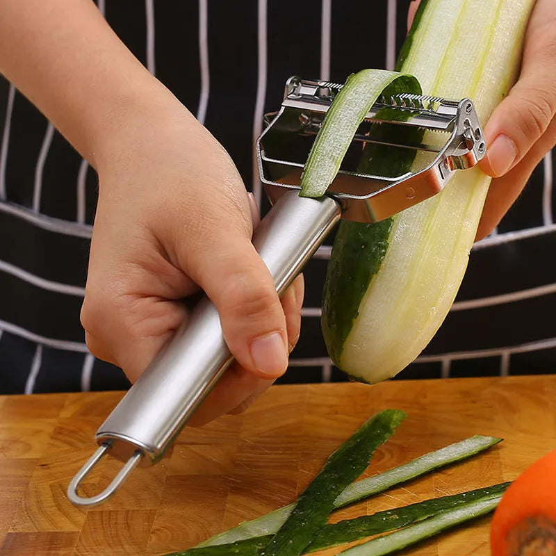 Descascador multifuncional de cozinha, descascador de frutas e vegetais, aço inoxidável