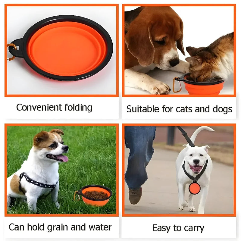 Pet Dog Collapsible Bowl Folding 350ml Silicone Bowl Outdoor Travel Portable Puppy Food Container Feeder Dish Bowl Pet dog bowls