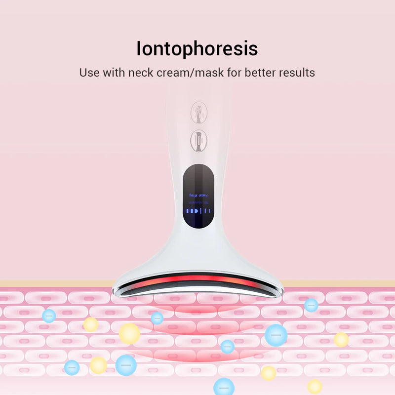 Neck Face Beauty Device 3 Colors LED Photon Therapy Skin Tighten Reduce Double Chin Anti Wrinkle Remove Skin Care Tools