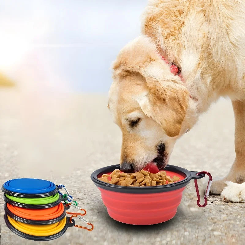 Pet Dog Collapsible Bowl Folding 350ml Silicone Bowl Outdoor Travel Portable Puppy Food Container Feeder Dish Bowl Pet dog bowls