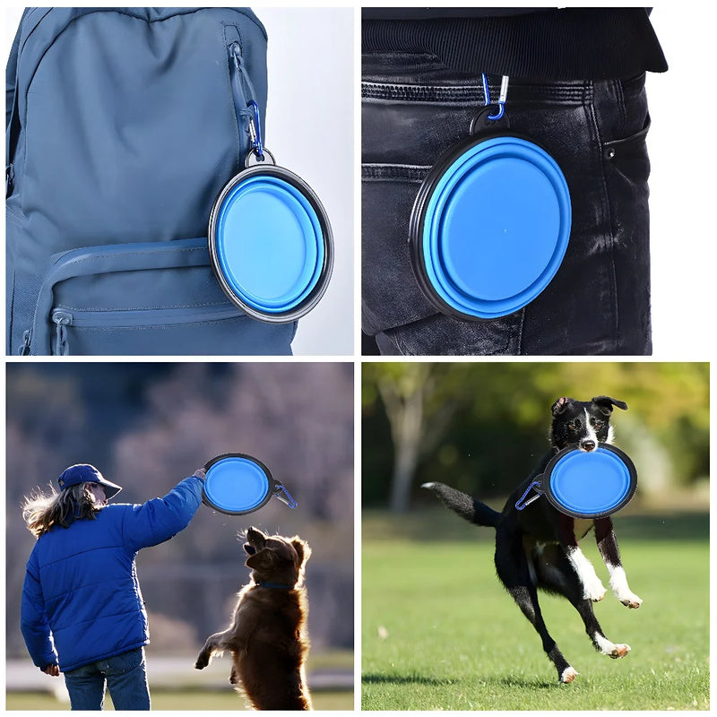 Pet Dog Collapsible Bowl Folding 350ml Silicone Bowl Outdoor Travel Portable Puppy Food Container Feeder Dish Bowl Pet dog bowls